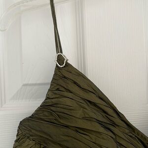 Green Tafta short dress